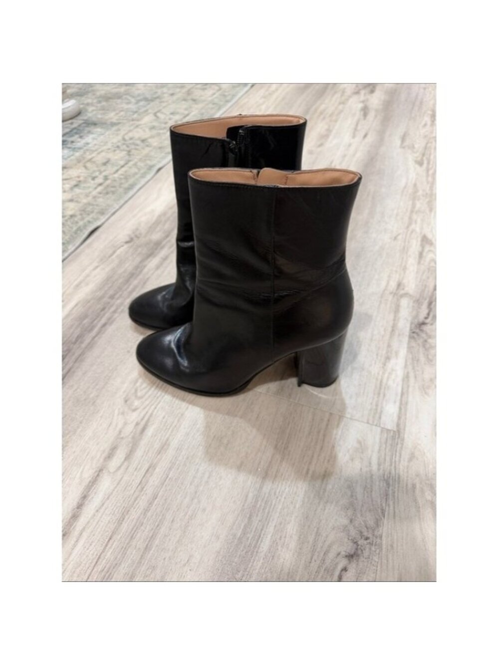 COACH Classic Black Leather Ankle Boots LOGO C ON THE BOTTOM OF THE HEEL